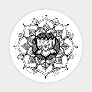 Lotus Mandala Black & White Magnet